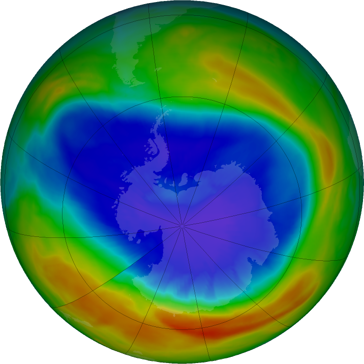 Antarctic ozone map for 11 September 2025